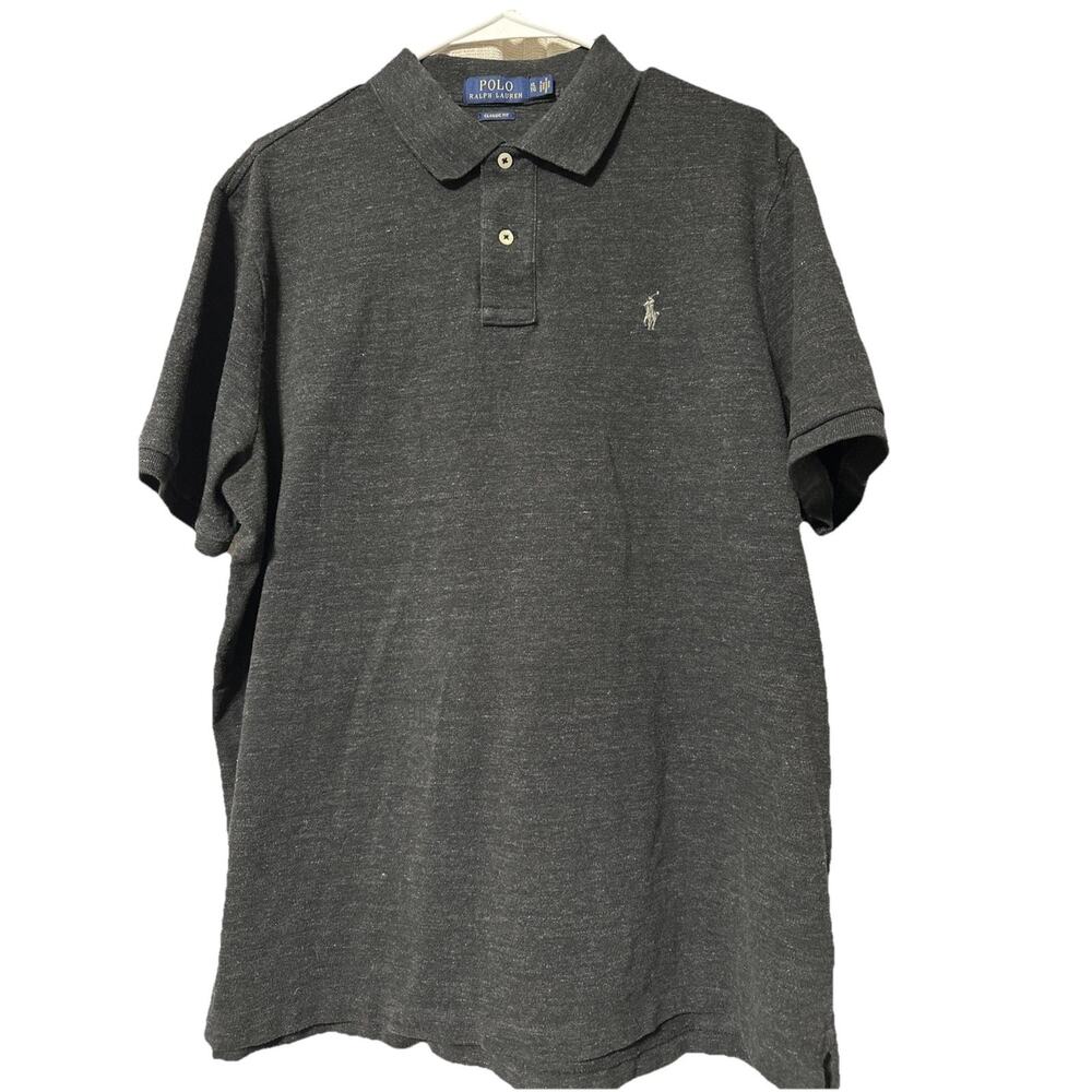 Vintage Polo Ralph Lauren Grey Polo Shirt Mens XL Classic Fit Pony Logo Rugby